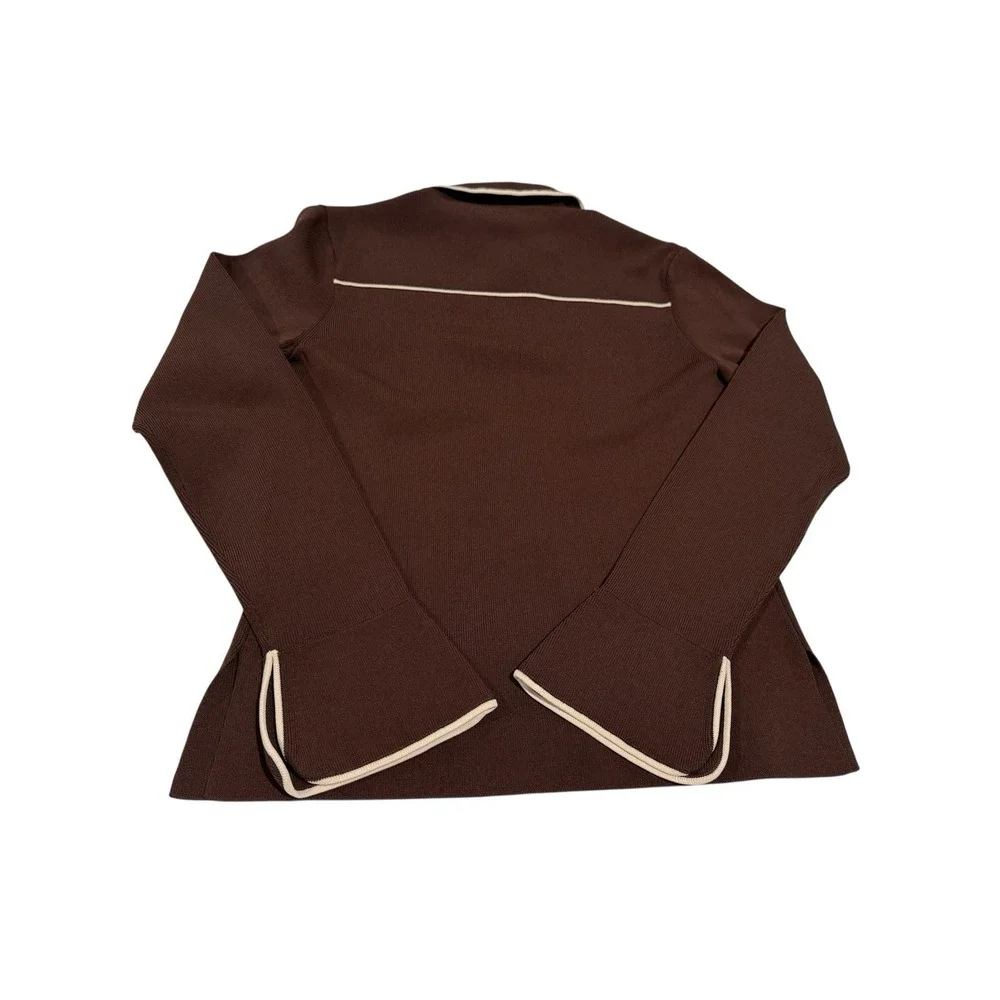 Vertigo Paris Brown Cream Knit Cardigan Skirt Set Women's S Vintage Style‎